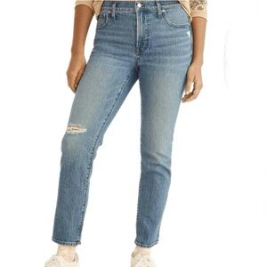 Madewell Perfect Vintage Straight Jean Medium wash Stretch Distressed Size 28